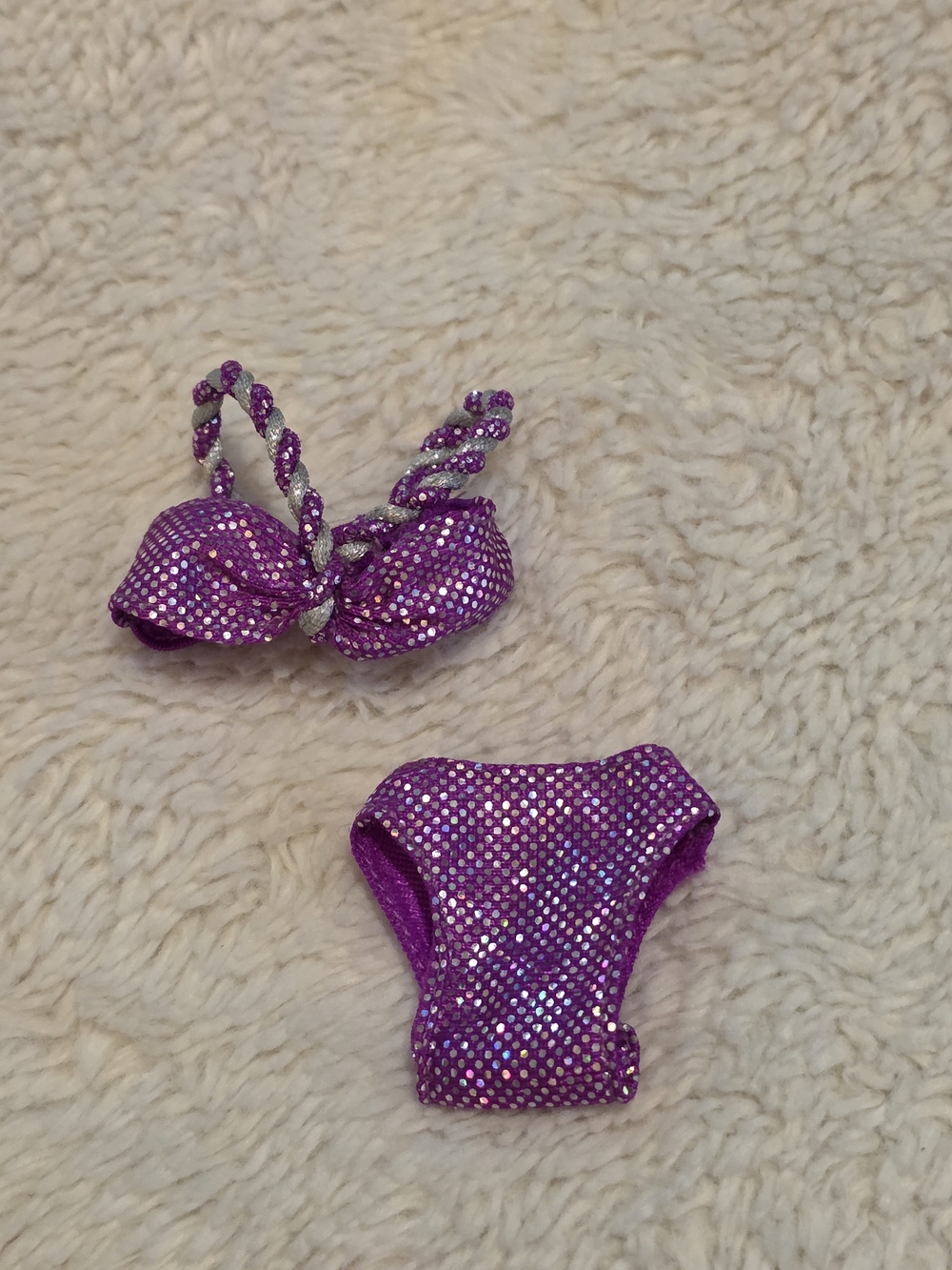 Vintage 1995 Barbie Sparkle Beach Teresa Doll With 2 Piece Purple Bikini Set